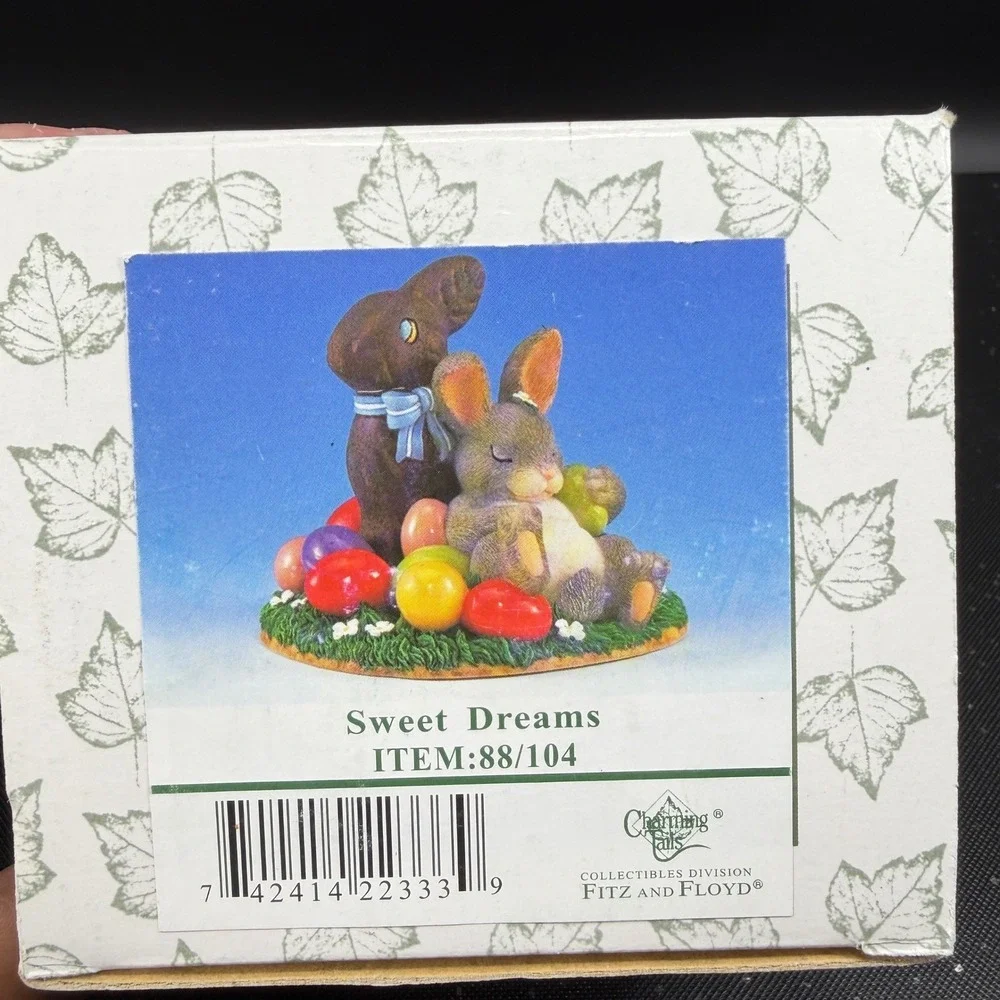 Fitz and Floyd Charming Tails‎ Sweet Dreams Bunny Easter Egg Figurine New w Box